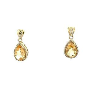 Designer FAS Sterling Silver w/ Gold Plate & Citrine Dangle Pierced Earrings! 19